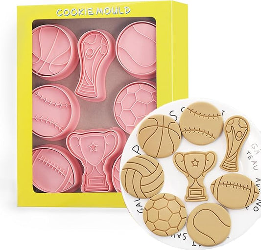 Ball Shape Cookie Cutters Set, 8-PCS 3D Football, Basketball, Volleyball by Tuxxzis