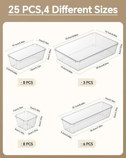 KEMETHY 25 PCS Plastic Drawer Organizers Set, 4 Sizes Vanity Organizer - Image 2