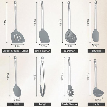 8 PCS Cooking Utensils Set, Vayvnt Silicone Kitchen Spatula Set - Image 2