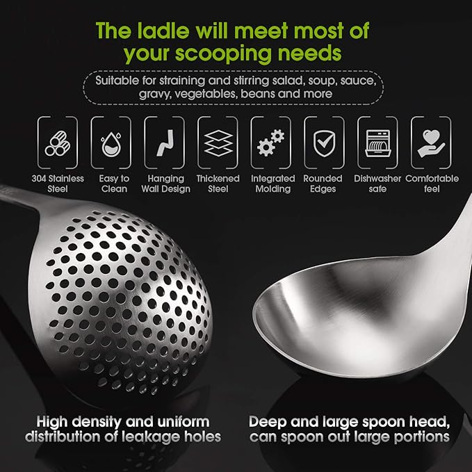 Patelai Hot Pot Slotted Ladle Set Stainless Steel Soup Ladle Strainer Scoops - Image 5