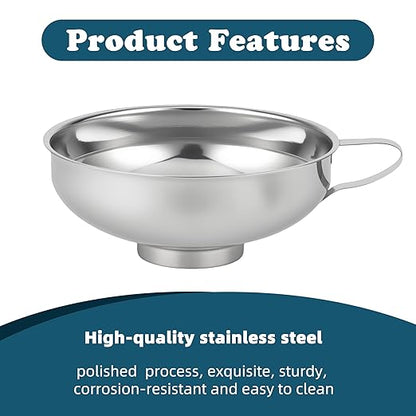 Stainless Steel Wide-mouthed Kitchen Funnel, 2 Sets - Image 2