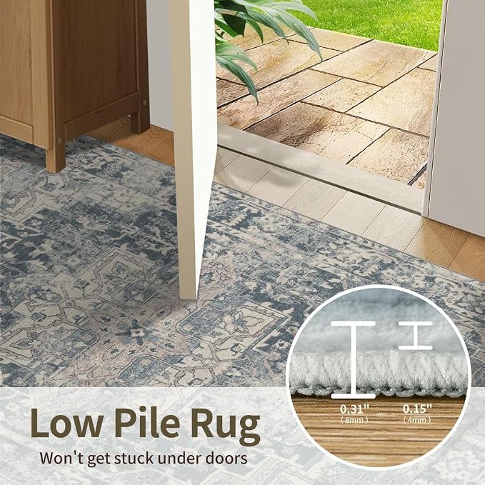 Rugxara 4x6 Rug for Living Room Bedroom, Vintage Retro Boho Area Rugs, Non Slip - Image 6