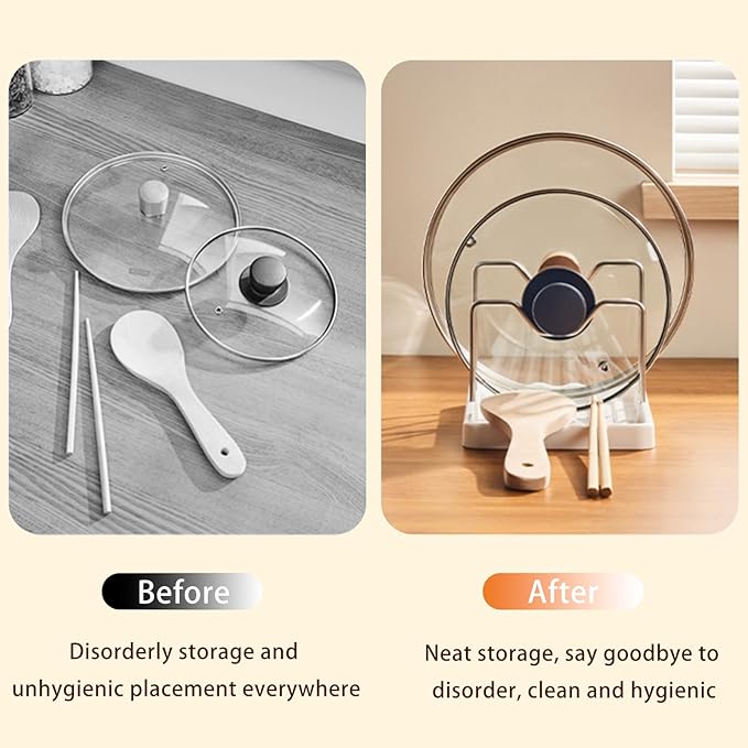 Pot Lid Holder and Spoon Rest, 2-in-1 Kitchen Counter Organizer - Image 5