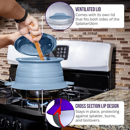 L.I.Q Silicone Splatter Guard – Fits 10 and 12 Inch Pots – Microwave Safe and - Image 5