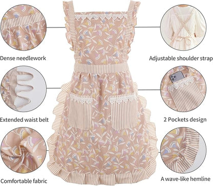 Funny Aprons for Women with Pockets, Kitchen Cooking Grilling Bbq Cute Chef - Image 4