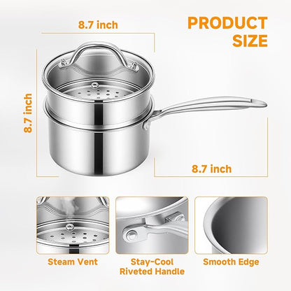 Ohtomber Tri-Ply Steamer for Cooking - Image 2