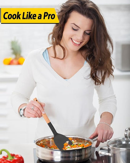 Pack of 4 Silicone Cooking Utensils Set, Non Stick Solid Spatulas and Heat - Image 4
