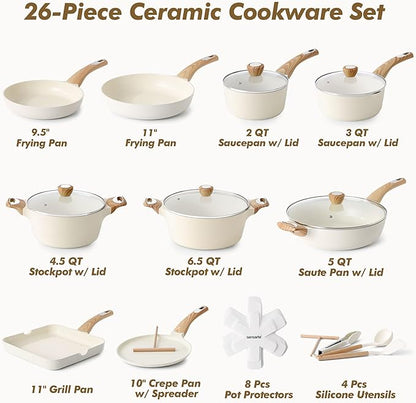 SENSARTE Ceramic Cookware Sets, Pots and Pans Set Non stick, Non toxic Healthy - Image 2