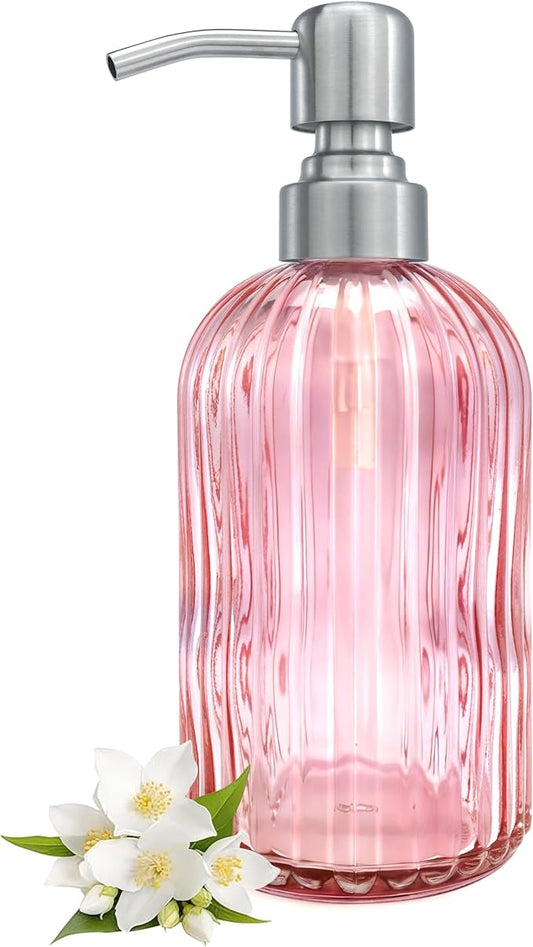 16 OZ Pink Glass Soap Dispenser Glass Soap Dispenser by LEETCPHOME
