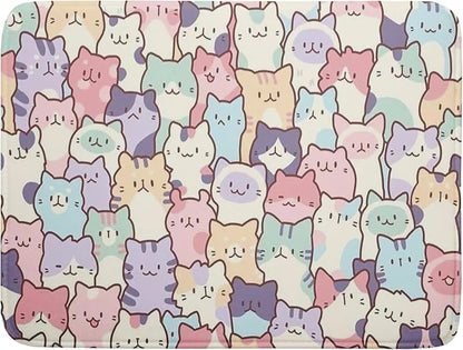 Colorful Cats Dish Drying Mat 18x24 inch Cute Animal Microfiber Reversible Fast by Giwawa