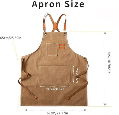 Tosewever Canvas Cross Back Chef Cotton Aprons - Image 7