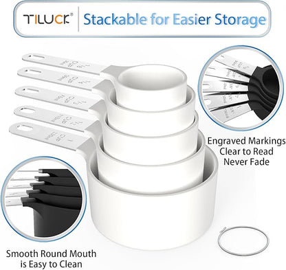 TILUCK Measuring Cups & Spoons Set, Stackable Cups and Spoons, Nesting Measure - Image 4