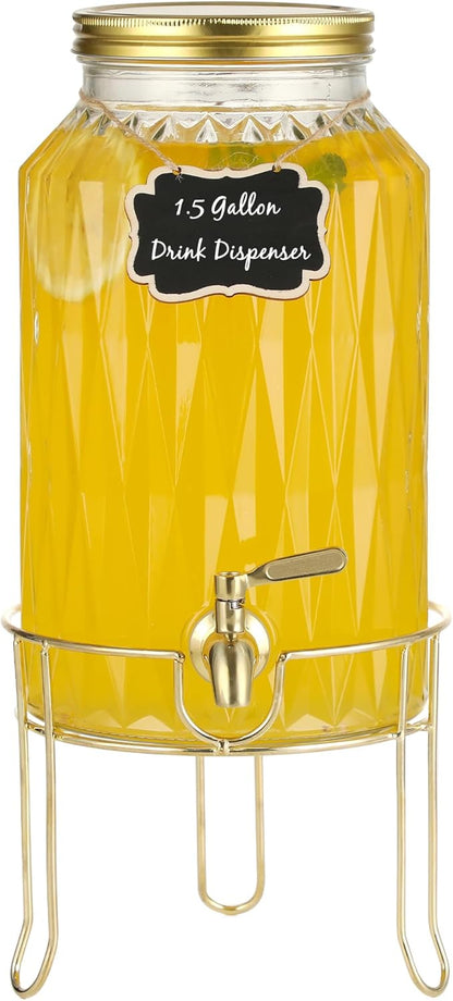 1.5 Gallon Glass Drink Dispenser by Unknown