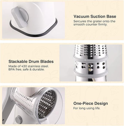 Rotary Cheese Grater Hand Crank, Kitchen Mandolin Vegetable Cheese Shredder - Image 7