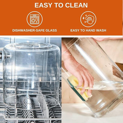 Glass Beverage Dispenser with Bamboo Stand and Lid, Iced 2.1 Gallon Drink - Image 4