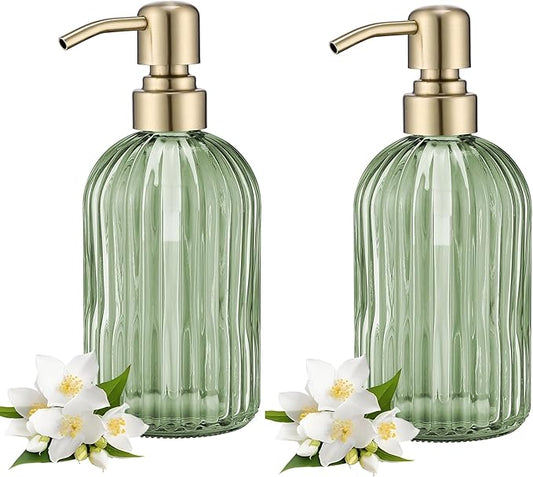 16Oz Green Glass Soap Dispenser by LEETCPHOME