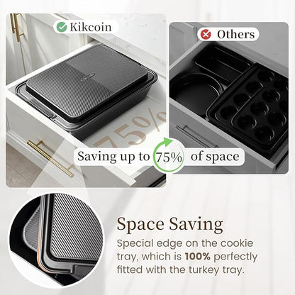Kikcoin 25 PCS Stackable Baking Pans Set, Non-stick Bakeware Sets - Image 3