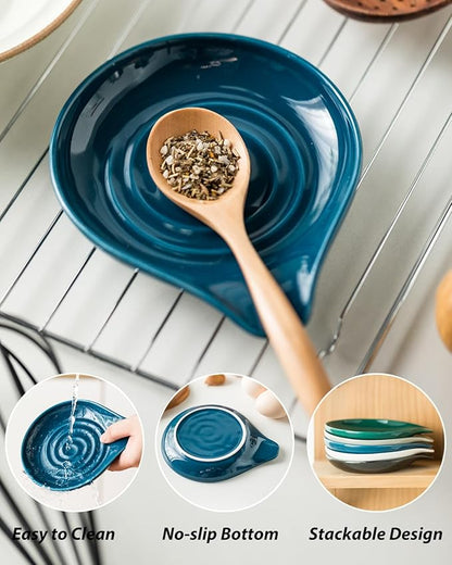 LAUCHUH Spoon Rest for Stove Top, Ceramic Spoon Holder for Kitchen Counter - Image 4