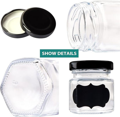 1.5 OZ Mini Hexagon Glass Jars, 48 Pack Empty Honey Jars Small Spice Jars - Image 4