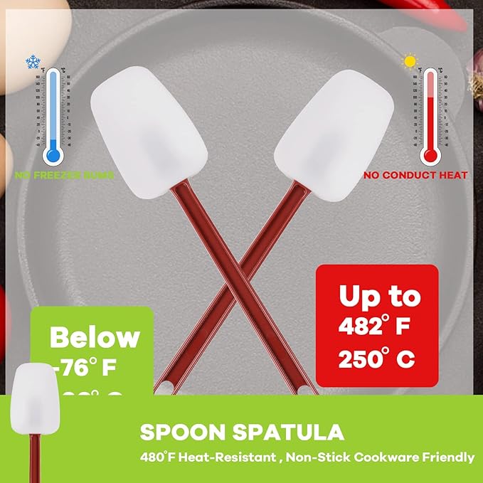 Silicone Rubber Spatula and Spoon Rubber Spatula Set of 3, High Heat Spoon - Image 5
