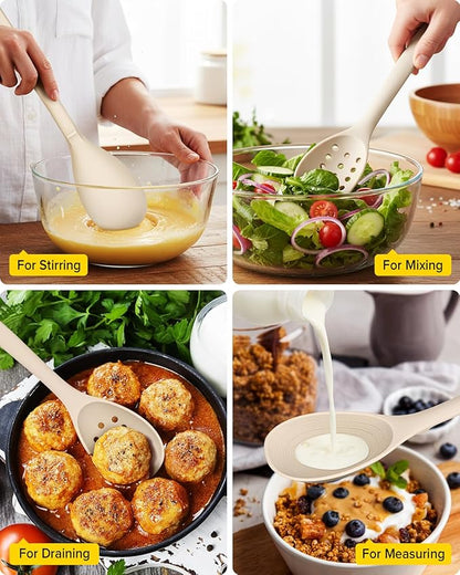 Pack of 2 Silicone Cooking Spoons, Non Stick Solid Kitchen Spoon - Image 5