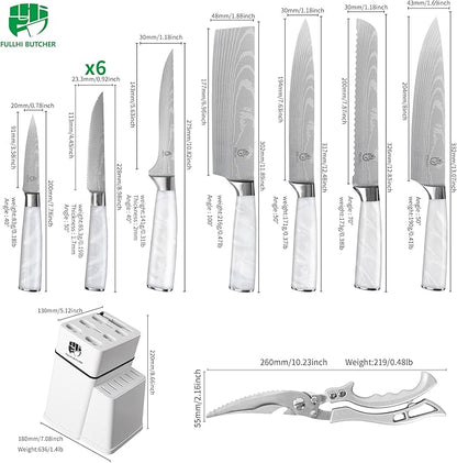 FULLHI 14pcs Block Knife Set, Chef's Knife Steak Knives Set - Image 2