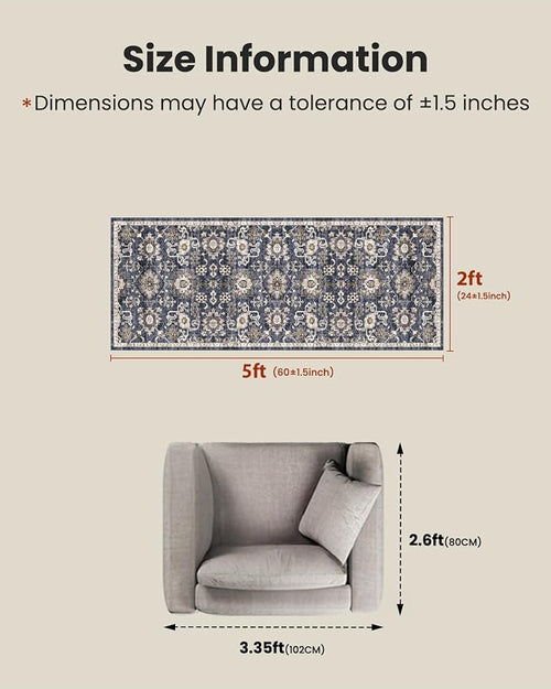 AMADA HOMEFURNISHING 2x5 Washable Runner Rug, Low-Profile Kitchen Rugs - Image 2