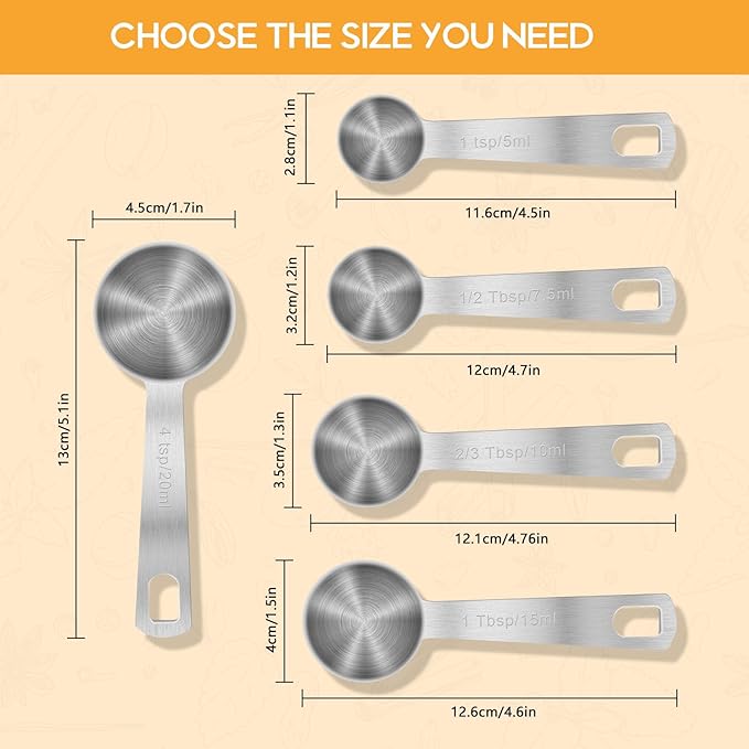 6 PCS 1 Teaspoon Stainless Steel Single Measuring Spoon - Image 5