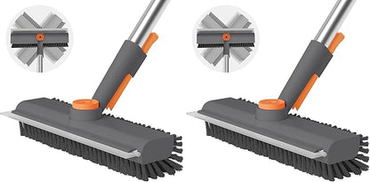 Floor Scrub Brush with Long Handle, 3 in 1 Scrape and Heavy-Duty Stiff Bristle by AIRU
