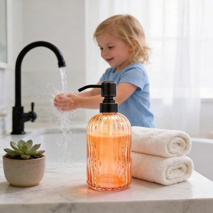 16 OZ Orange Glass Soap Dispenser, Kitchen Hand Soap Dispenser - Image 3