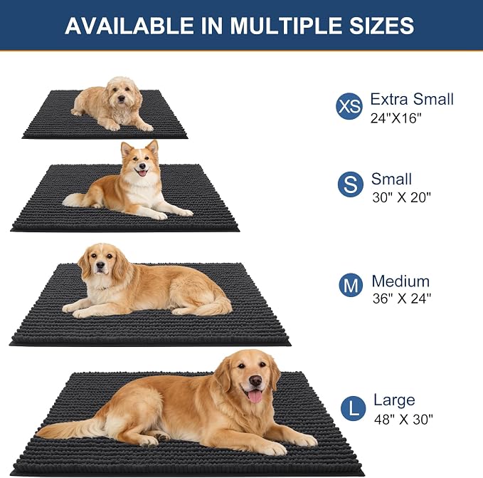 OLANLY Dog Door Mat for Muddy Paws 59x35, Ultra Absorbent Chenille Mud Doormat - Image 2