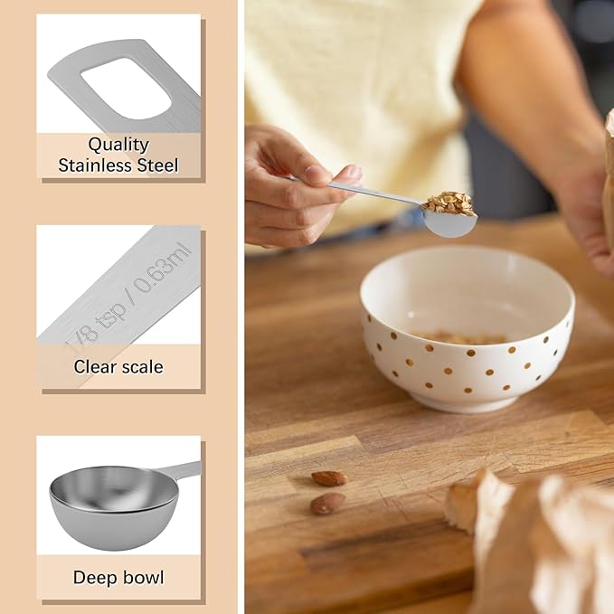 5PCS 1/8tsp Single Measuring Spoon, Stainless Steel Individual Teaspoons Only - Image 3