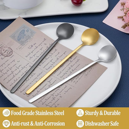 12 Pcs Coffee Spoons Set, 6.7" Gold Tea Spoons Long Handle, Stainless Steel - Image 3