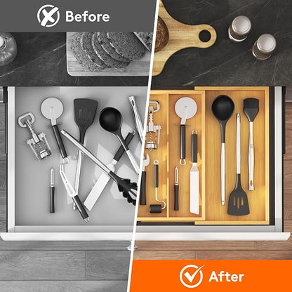 Lifewit Utensil Organizer for Kitchen Drawer, Expandable Cooking Utensil Tray - Image 8