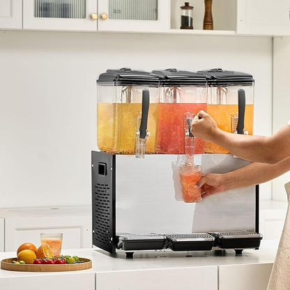 VEVOR Commercial Beverage Dispenser, 3 Tanks 12 L / 12.7 QT Per Tank Juice - Image 8