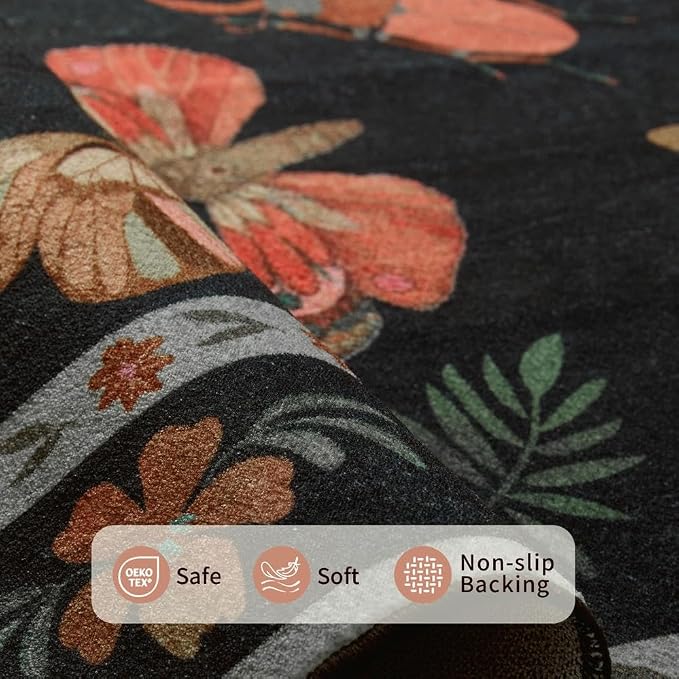 Rugxara 2x6 Floral Runner Rug, Washable Runners - Image 4
