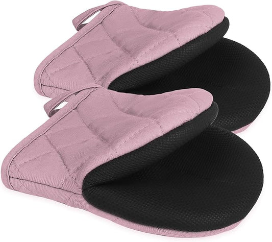 Short Oven Mitts, Heat Resistant 500°F, Silicone Grip Kitchen Gloves, Non-Slip by GOLDMEET