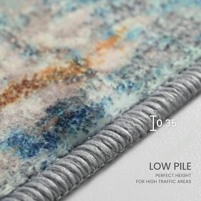 2x6 Rug Runners for Hallways Kitchen Runner Rug Non Slip Washable Blue Long - Image 6