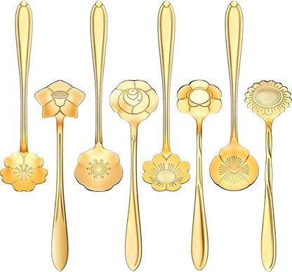 Chengu 8 Pieces Flower Coffee Tea Spoons Stainless Steel Sugar Spoons Tea Party by CHENGU