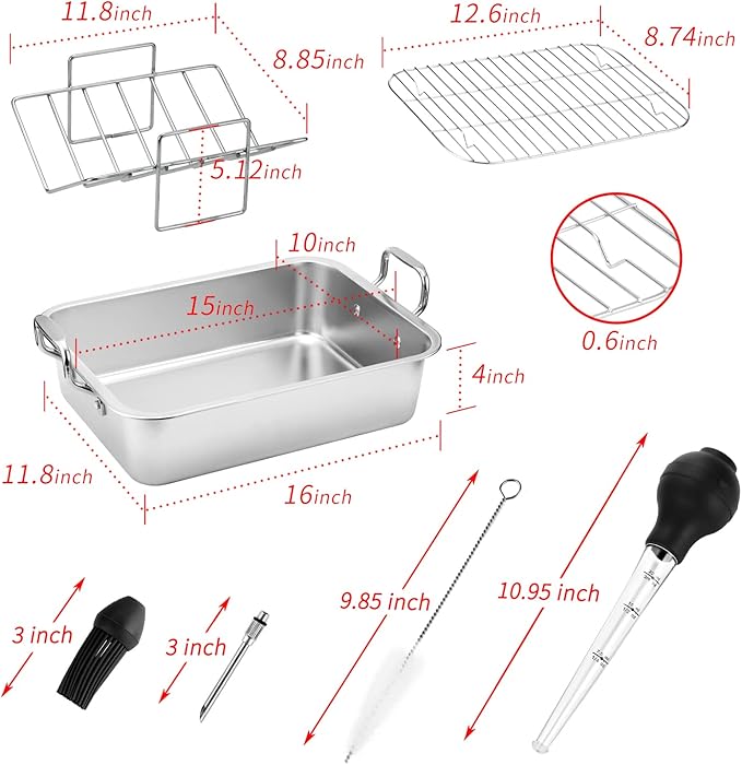 15 Inch Stainless Steel Roasting Pan - Image 4