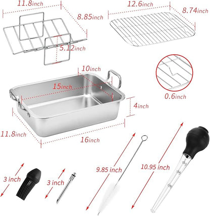 15 Inch Stainless Steel Roasting Pan - Image 4