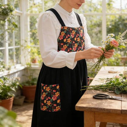 Uaussi Cotton Linen Apron Cross Back Work Apron - Image 4