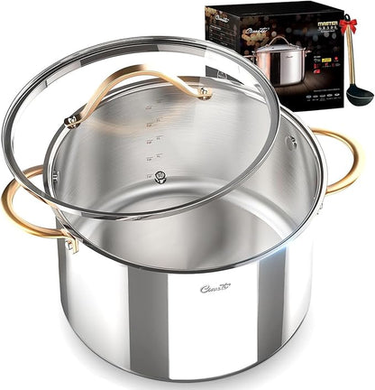 Ciwete Stock Pot 12 Quart, 18/10 Tri-Ply Stainless Steel Whole Clad Stock Pot by Ciwete