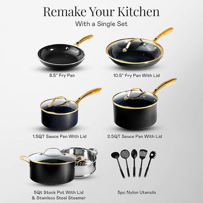 Gotham Steel 15 Pc Ceramic Cookware Set Nonstick, Ceramic Pots and Pans Set Non - Image 2