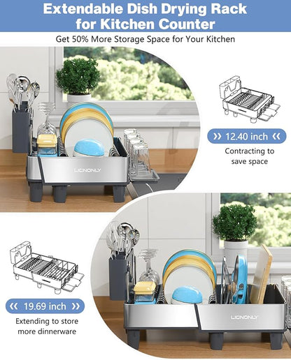 Dish Drying Rack, 304 Stainless Steel Expandable Dish Rack - Image 3