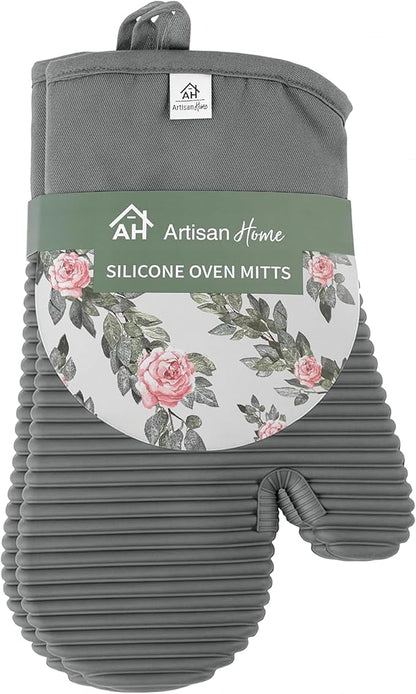 Extra Long Silicone Oven Mitts | Heat Resistant 500°F BPA-Free Food Grade - Image 8