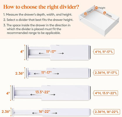 Lifewit 5 Pack 4" High Drawer Dividers 28-43.5cm/11-17" Adjustable Drawer - Image 3