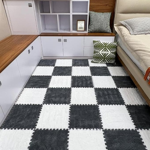 12pcs Carpet Squares Puzzle Floor Mat, Plush Interlocking Carpet Tiles - Image 2