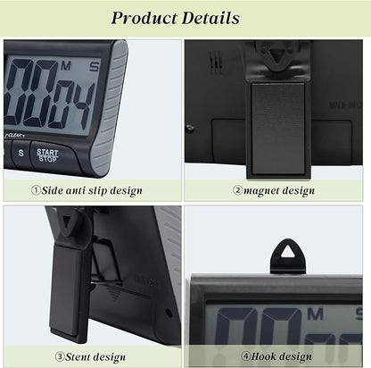 Large LCD Display Kitchen Timer -Magnetic Digital Timers, Loud Alarm, Memory - Image 4