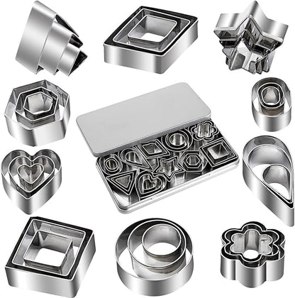 Mini Cookie Cutter Set, 30 Tiny Stainless Steel Cookie Stamps of Rectangle - Image 4
